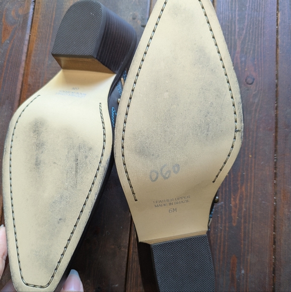 Western Southwestern Cowboy Boot Brown & Turquoise Leather Studded Mule Shoes 6 - Picture 5 of 5